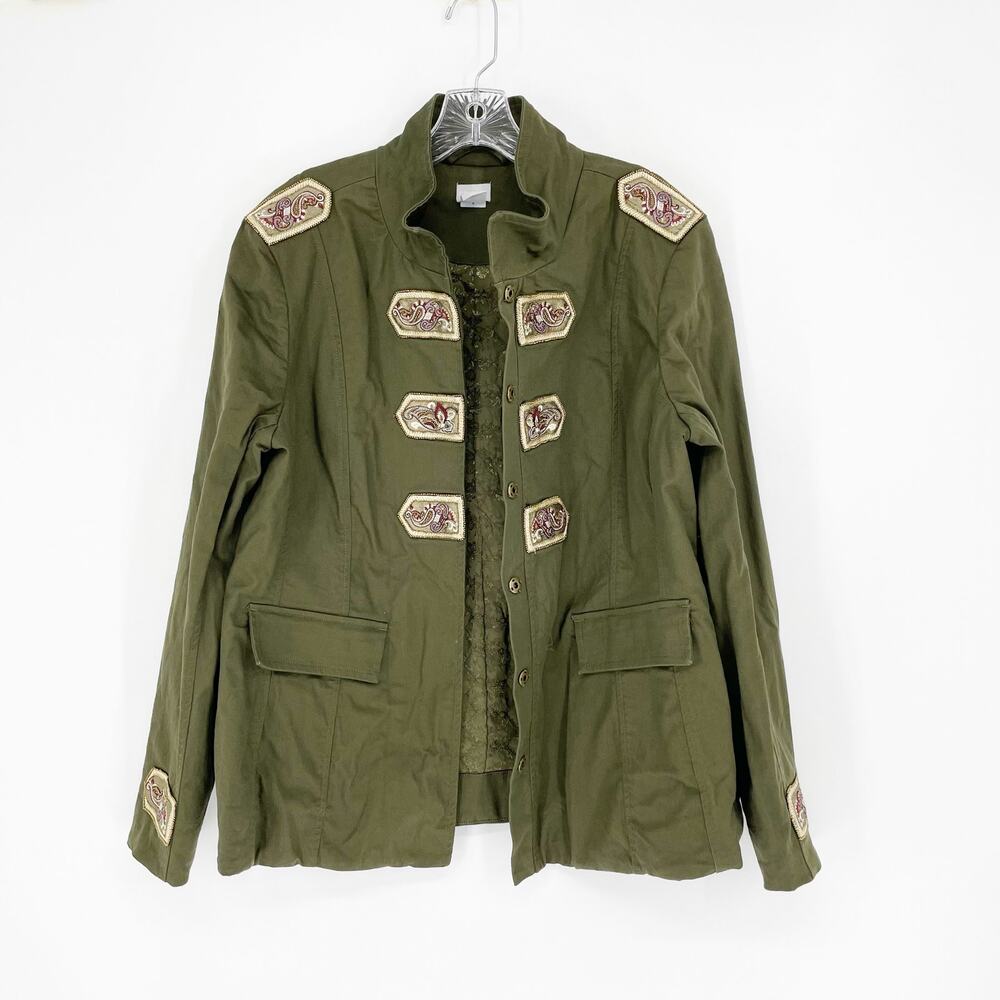 Chico's Embellished Military Jacket Size 12/14